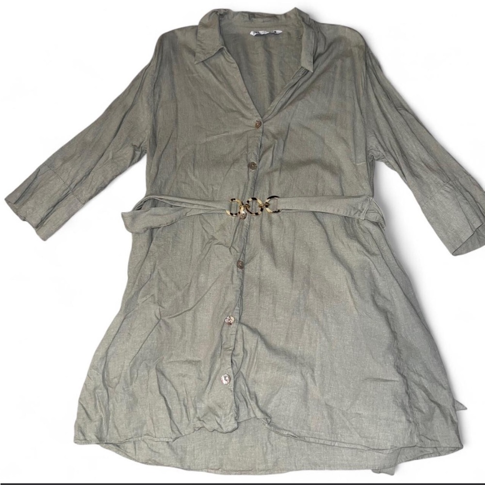 Zara Olive Button-Up Shirt